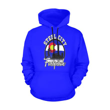 Load image into Gallery viewer, Steel City Name Number Blue All Over Print Hoodie for Women (USA Size) (Model H13)

