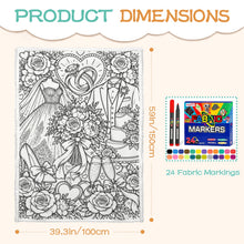 Load image into Gallery viewer, Wedding Coloring Doodle Blanket 100×150cm (24-Color Markers)
