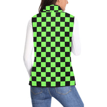 Load image into Gallery viewer, Checker Neon Green Women's Padded Vest Jacket (Model H44)

