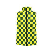 Load image into Gallery viewer, Checker Hunter Green Bight Yellow Women's Padded Vest Jacket (Model H44)
