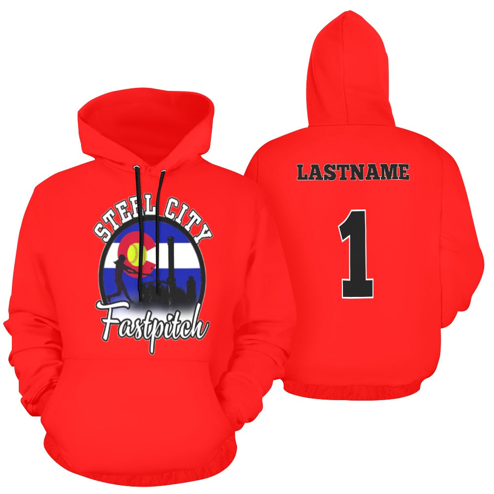 Steel City men red All Over Print Hoodie for Men (USA Size) (Model H13)