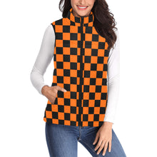 Load image into Gallery viewer, Checker Orange Women's Padded Vest Jacket (Model H44)
