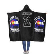 Steel City Hooded Blanket Black Flannel Hooded Blanket 56''x80''