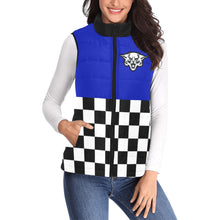 Load image into Gallery viewer, Checker Half Blue Women's Padded Vest Jacket (Model H44)
