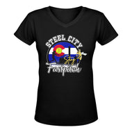 Steel City Sting oftballs (1) Women's Deep V-neck T-shirt (Model T19)