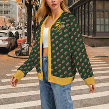 Load image into Gallery viewer, Ribbed Cardigan Leopard NUMBER FOOTBALL big back Women's Ribbed Cardigan (Model H73)
