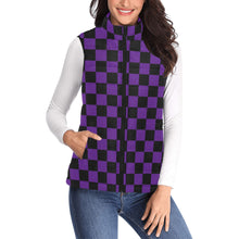 Load image into Gallery viewer, Checker Purple Women's Padded Vest Jacket (Model H44)
