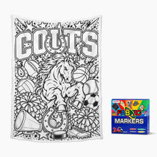 Load image into Gallery viewer, Colts Coloring Doodle Blanket 100×150cm (24-Color Markers)

