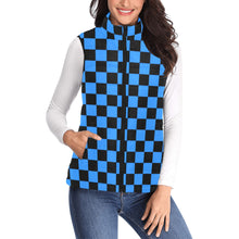 Load image into Gallery viewer, Checker Bright Blue Women's Padded Vest Jacket (Model H44)
