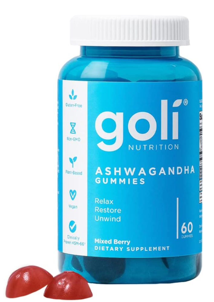 Goli Ashwagandha & Vitamin D Gummy - 60 Count - Mixed Berry, KSM-66, Vegan, Plant Based, Non-GMO, Gluten-Free & Gelatin Free Relax. Restore. Unwind.