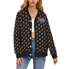 Load image into Gallery viewer, Ribbed Cardigan Leopard NUMBER FOOTBALL Custom Big Back Women's Ribbed Cardigan (Model H73)
