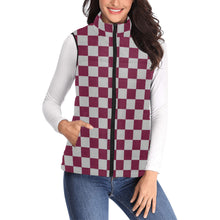 Load image into Gallery viewer, Checker Maroon and Grey Women's Padded Vest Jacket (Model H44)
