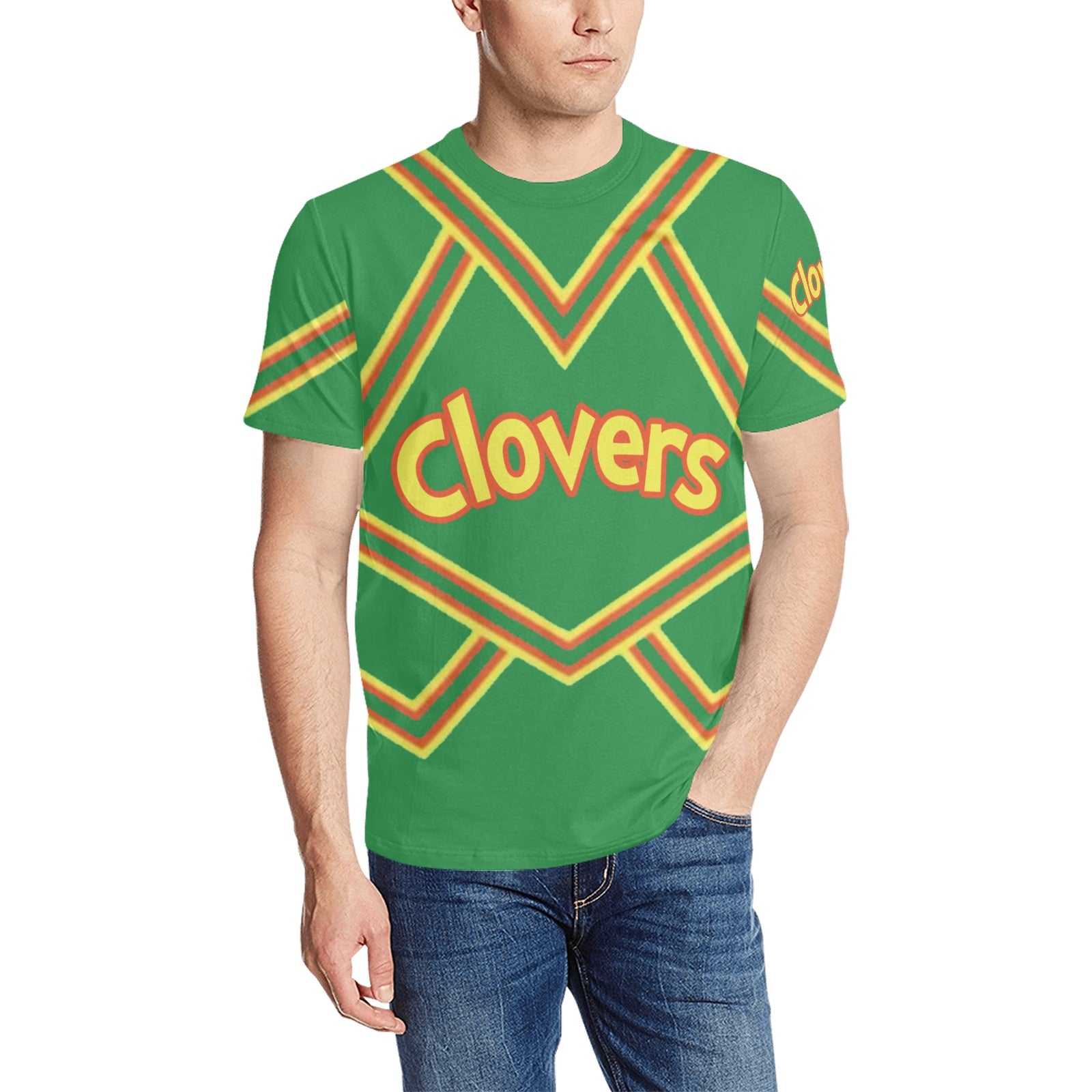 [Clove]★Half Neck T-Shirt_Men CHRISTIAN MCCAFFREY HIPPIE COWBOY DUKE CURVED HEM TEE – Flag