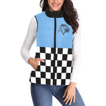 Load image into Gallery viewer, Checker Half Light Blue Women's Padded Vest Jacket (Model H44)
