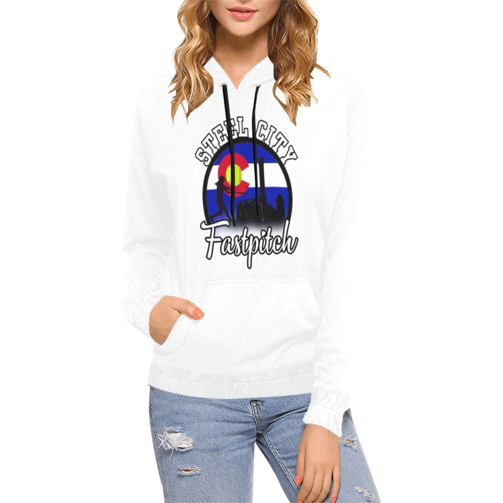 Steel City Name Number White All Over Print Hoodie for Women (USA Size) (Model H13)