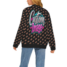 Load image into Gallery viewer, Ribbed Cardigan Leopard NUMBER FOOTBALL Custom Big Back Women's Ribbed Cardigan (Model H73)
