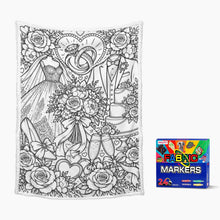 Load image into Gallery viewer, Wedding Coloring Doodle Blanket 100×150cm (24-Color Markers)
