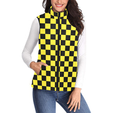 Load image into Gallery viewer, Checker Yellow Women's Padded Vest Jacket (Model H44)
