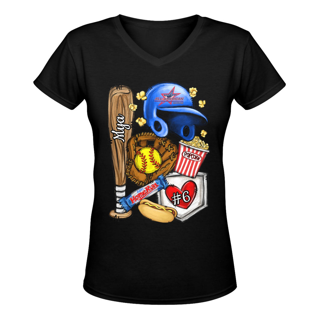 Women's Deep V-neck T-shirt (Model T19)