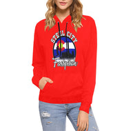 Steel City Name Number Red All Over Print Hoodie for Women (USA Size) (Model H13)