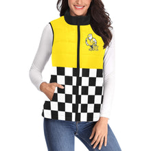 Load image into Gallery viewer, Checker Half Yellow Women's Padded Vest Jacket (Model H44)
