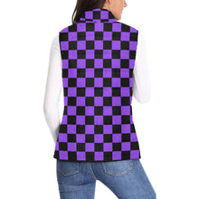 Load image into Gallery viewer, Checker Bright Purple Women's Padded Vest Jacket (Model H44)
