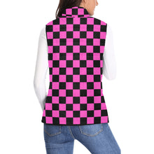 Load image into Gallery viewer, Checker Pink Women's Padded Vest Jacket (Model H44)
