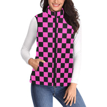 Load image into Gallery viewer, Checker Pink Women's Padded Vest Jacket (Model H44)
