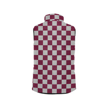 Load image into Gallery viewer, Checker Maroon and Grey Women's Padded Vest Jacket (Model H44)

