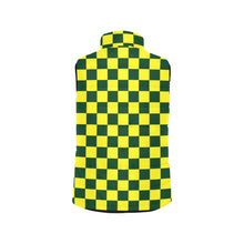 Load image into Gallery viewer, Checker Hunter Green Bight Yellow Women's Padded Vest Jacket (Model H44)
