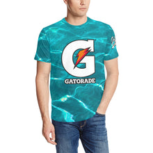 Load image into Gallery viewer, G Turquoise Men&#39;s All Over Print T-Shirt (Random Design Neck) (Model T63)
