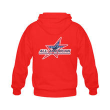 Load image into Gallery viewer, All American Zip-up Red Gildan Full Zip Hooded Sweatshirt (Model H02)

