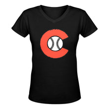 Load image into Gallery viewer, Chaos V Neck center Women&#39;s Deep V-neck T-shirt (Model T19)
