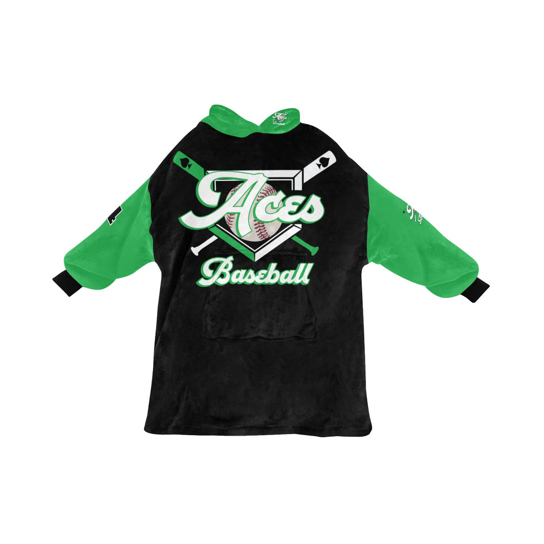 Aces Sherpa Black/Green Blanket Hoodie for Women