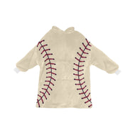 Baseball Cream Mini LastName/Number Blanket Hoodie for Kids