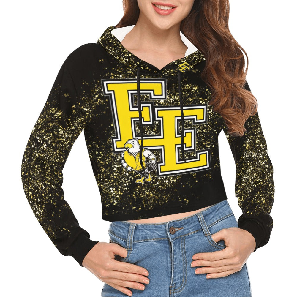 EE A Short Hoodie 2 All Over Print Crop Hoodie for Women (Model H22)