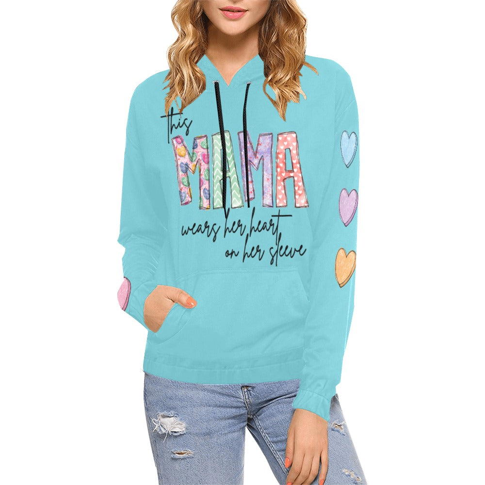 Mama Mint F All Over Print Hoodie for Women (USA Size) (Model H13)