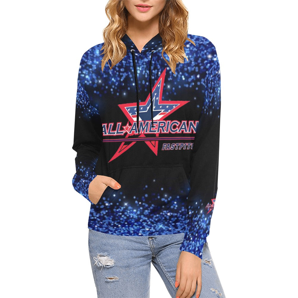 All American Glitter No Custom All Over Print Hoodie for Women (USA Size) (Model H13)