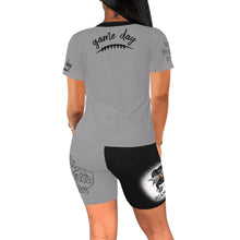 Load image into Gallery viewer, Football Black/Grey Talk Football to Me Women Short Set
