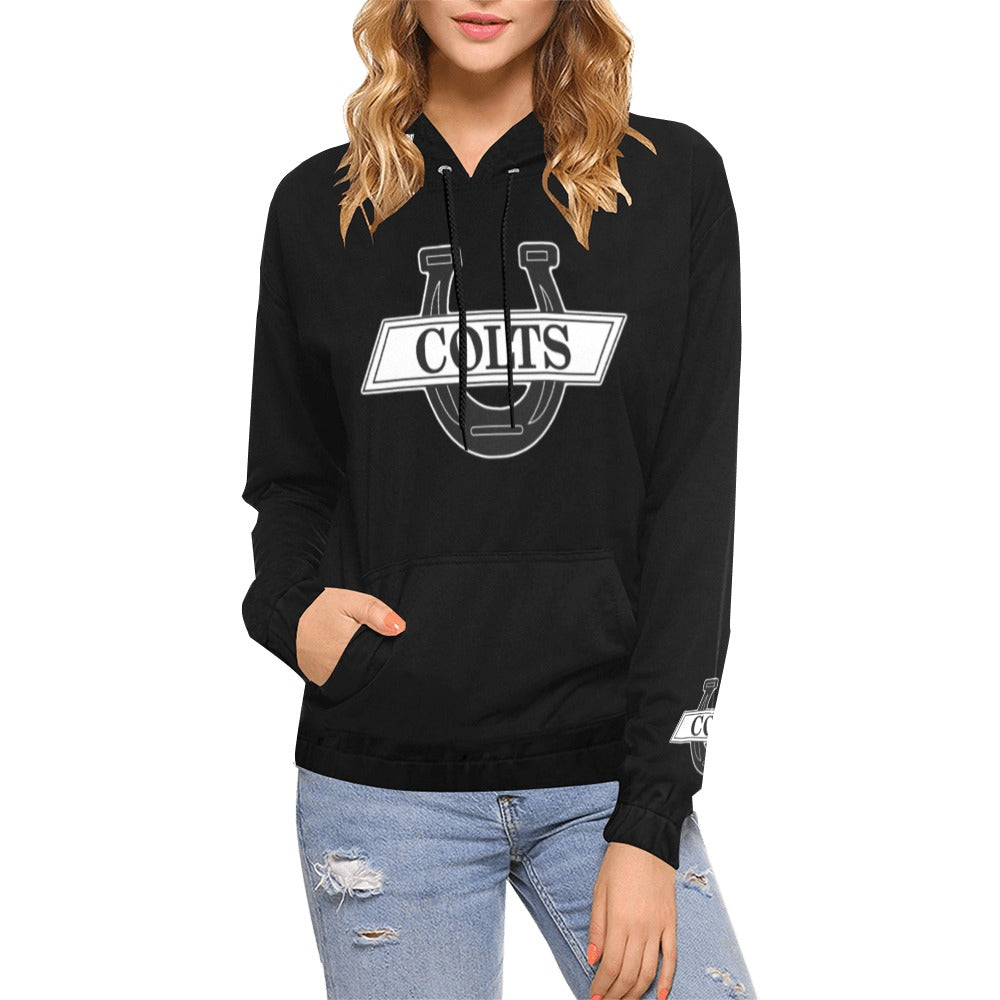 South Black/Black U B Name/Number All Over Print Hoodie for Women (USA Size) (Model H13)
