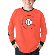 Load image into Gallery viewer, Chaos Orange Number Sleeve Long Kids&#39; Rib Cuff Long Sleeve T-shirt (Model T64)
