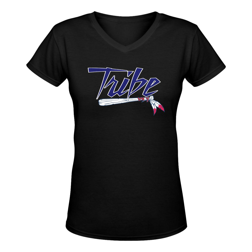 Tribe V f White Women's Deep V-neck T-shirt (Model T19)