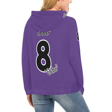 Load image into Gallery viewer, Pueblo Steel purple PS Last name/Number Nickname B/W All Over Print Hoodie for Women (USA Size) (Model H13)
