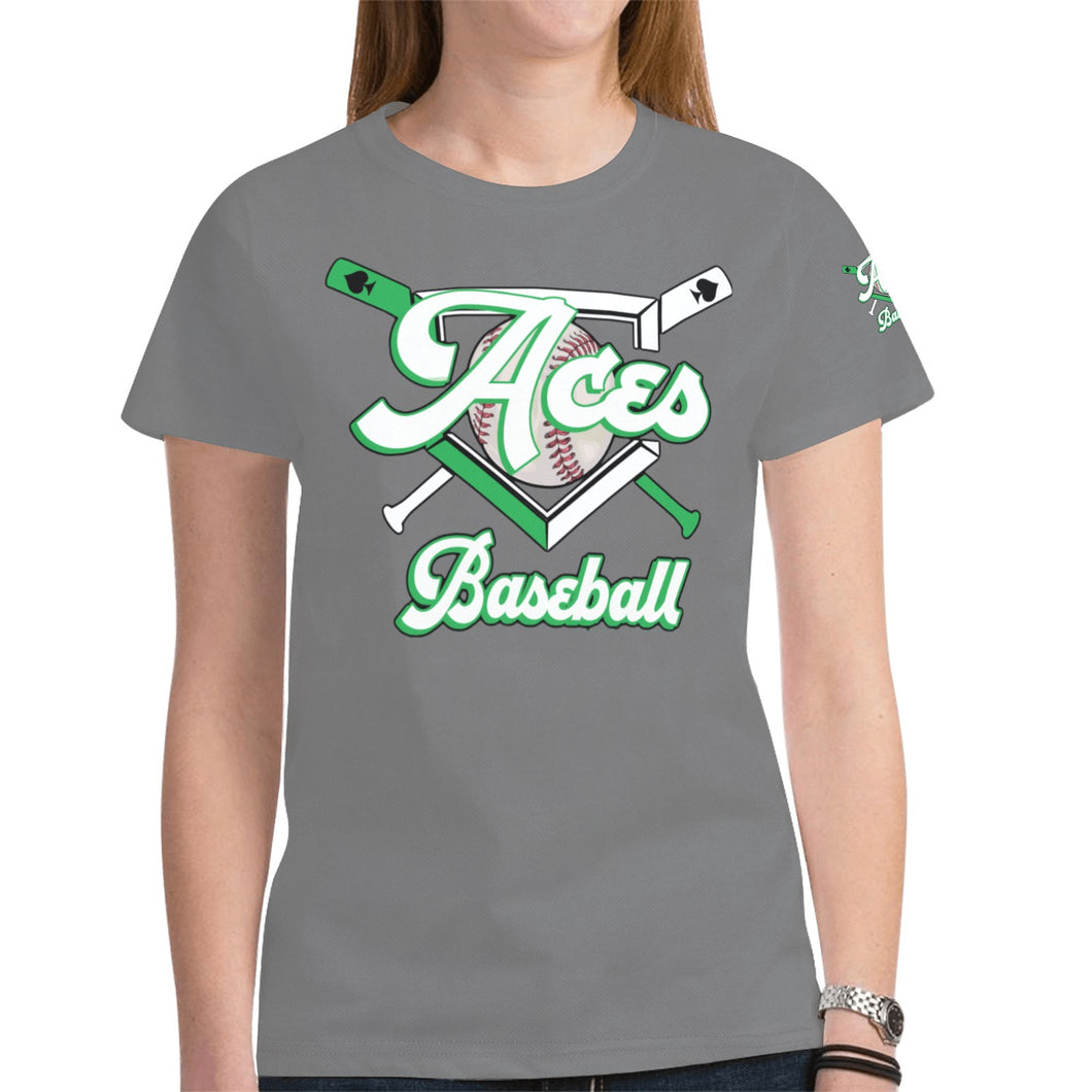 Aces Grey 8 New All Over Print T-shirt for Women (Model T45)