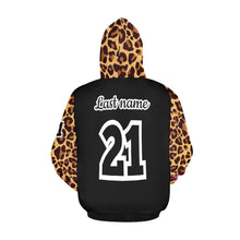 Load image into Gallery viewer, All American Mom Leopard White Hoodie Full Custom Black Red Words All Over Print Hoodie for Women (USA Size) (Model H13)
