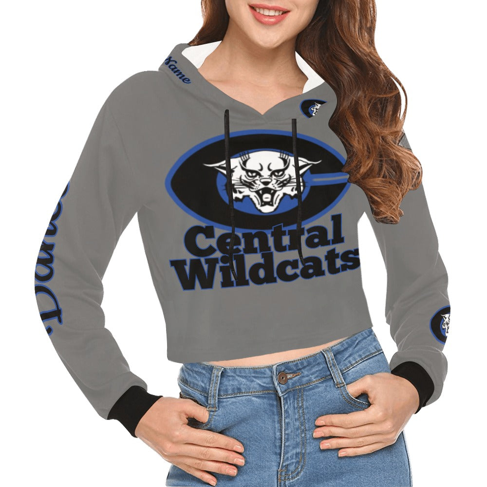 Central Cropped Hoodie 2 All Over Print Crop Hoodie for Women (Model H22)