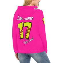Load image into Gallery viewer, Altitude Pink Last name/Number Nickname Softball Numbers All Over Print Hoodie for Women (USA Size) (Model H13)
