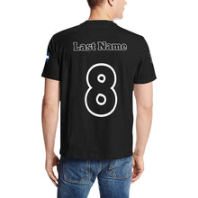 Load image into Gallery viewer, PS Black Shirt Last Name/Number b Men&#39;s All Over Print T-Shirt (Solid Color Neck) (Model T63)
