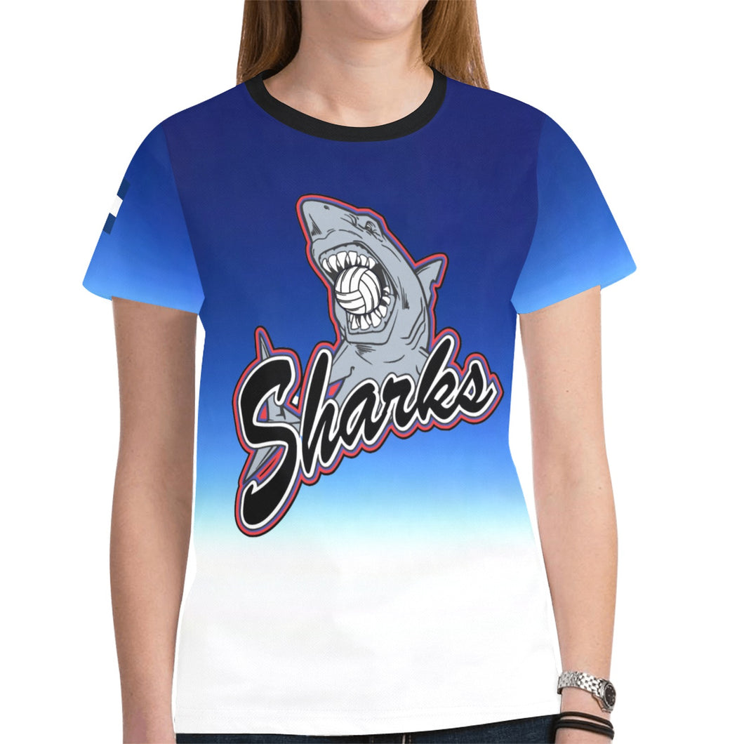 SHARKS WOMEN TSHIRT New All Over Print T-shirt for Women (Model T45)