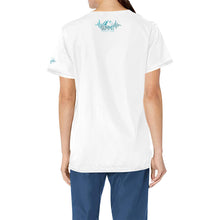 Load image into Gallery viewer, Summit Female Scrub Top White 2 All Over Print Scrub Top
